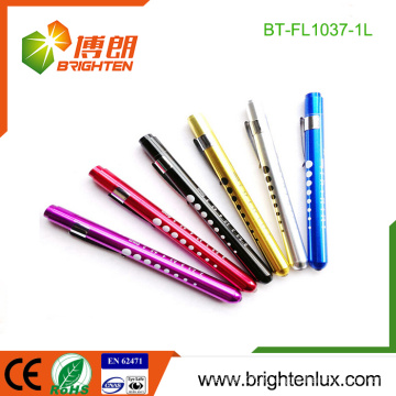 Factory Wholesale 2 * AA Battery Aluminium Matériel Blanc Light Cheap Led Medical Penlight pour Médecin et Infirmières